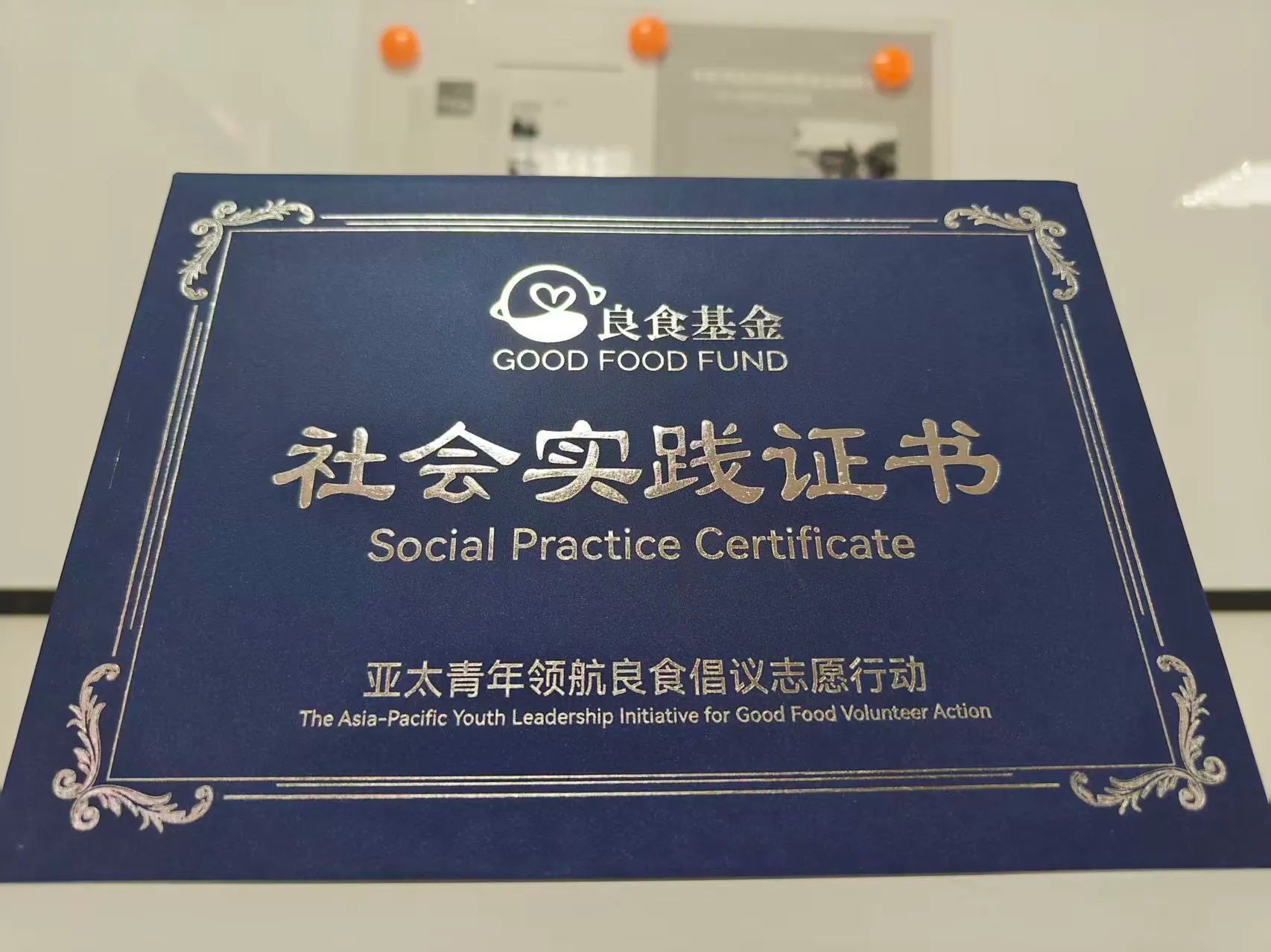 亚太青年领航粮食倡议志愿行动社会实践证书